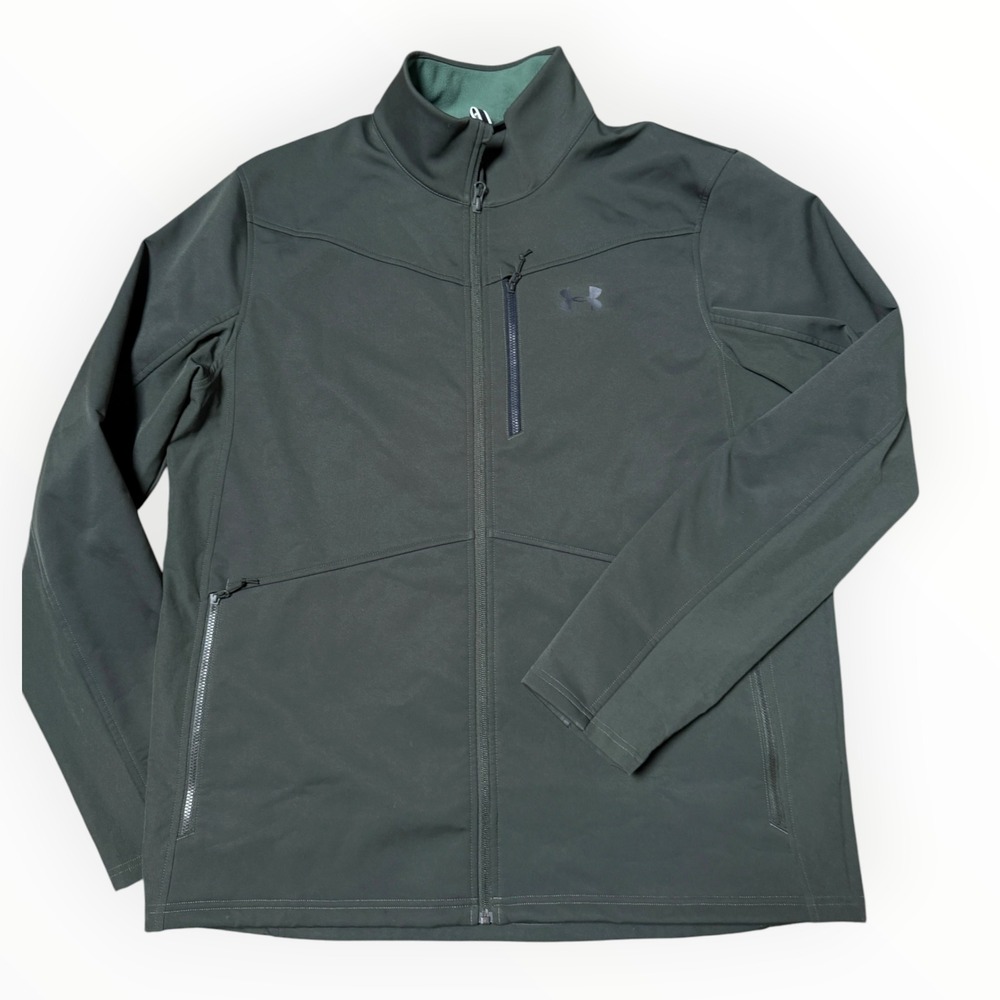 Under Armour Coldgear Infrared Jacket Men XL Green EUC Zip Pockets Softshell